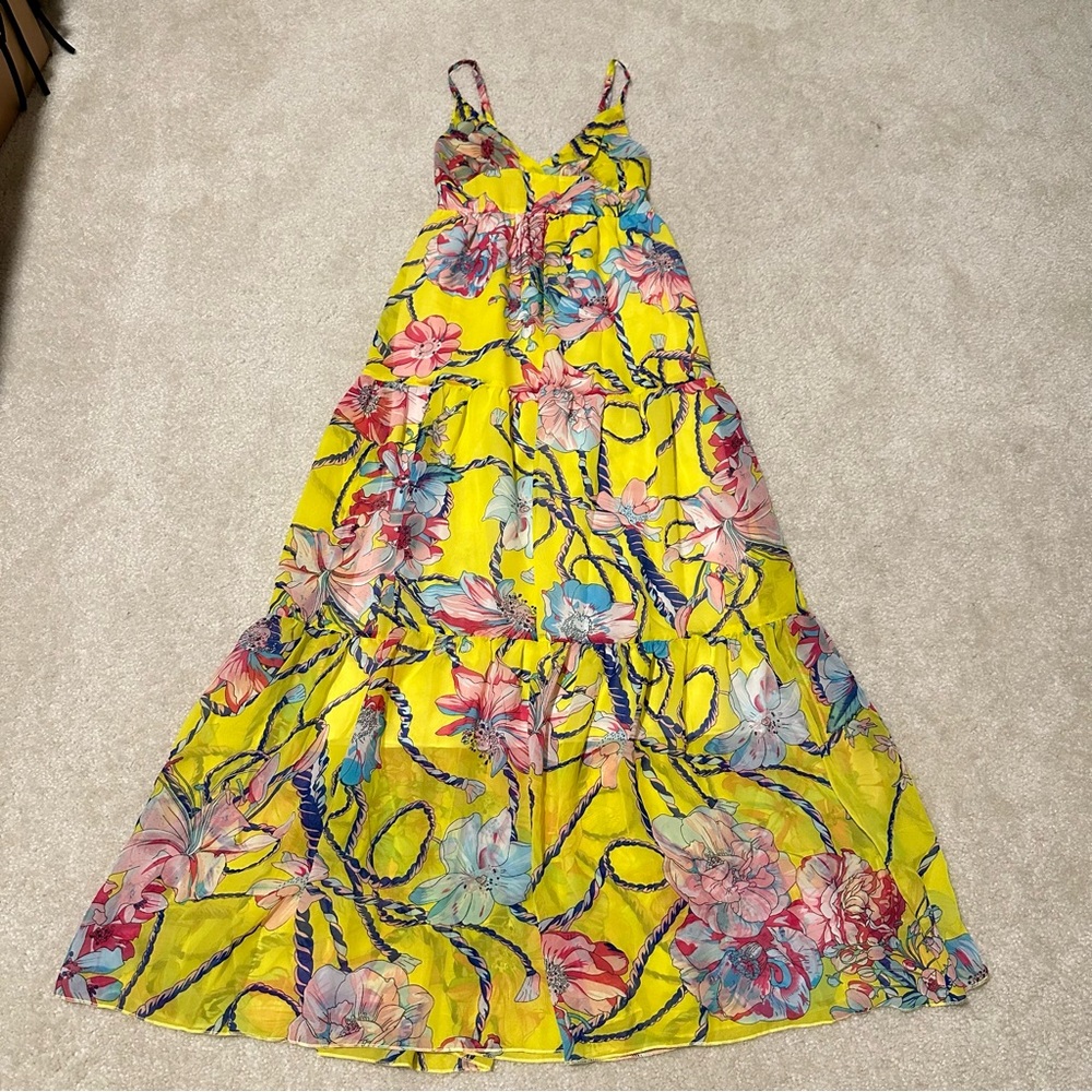 Summer Hawaii style cottage fairy maxi bright yellow dress.
